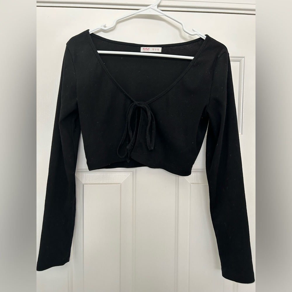 Black Romwe Tie Cardigan